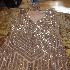 F21 rose gold sparkle dress